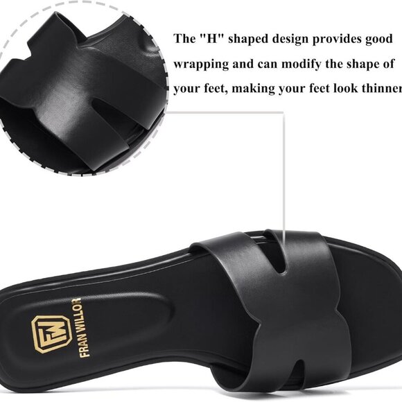 Women's Flat Sandals Dressy Comfortable Slip On Open Toe Summer Fashion - Picture 3 of 6